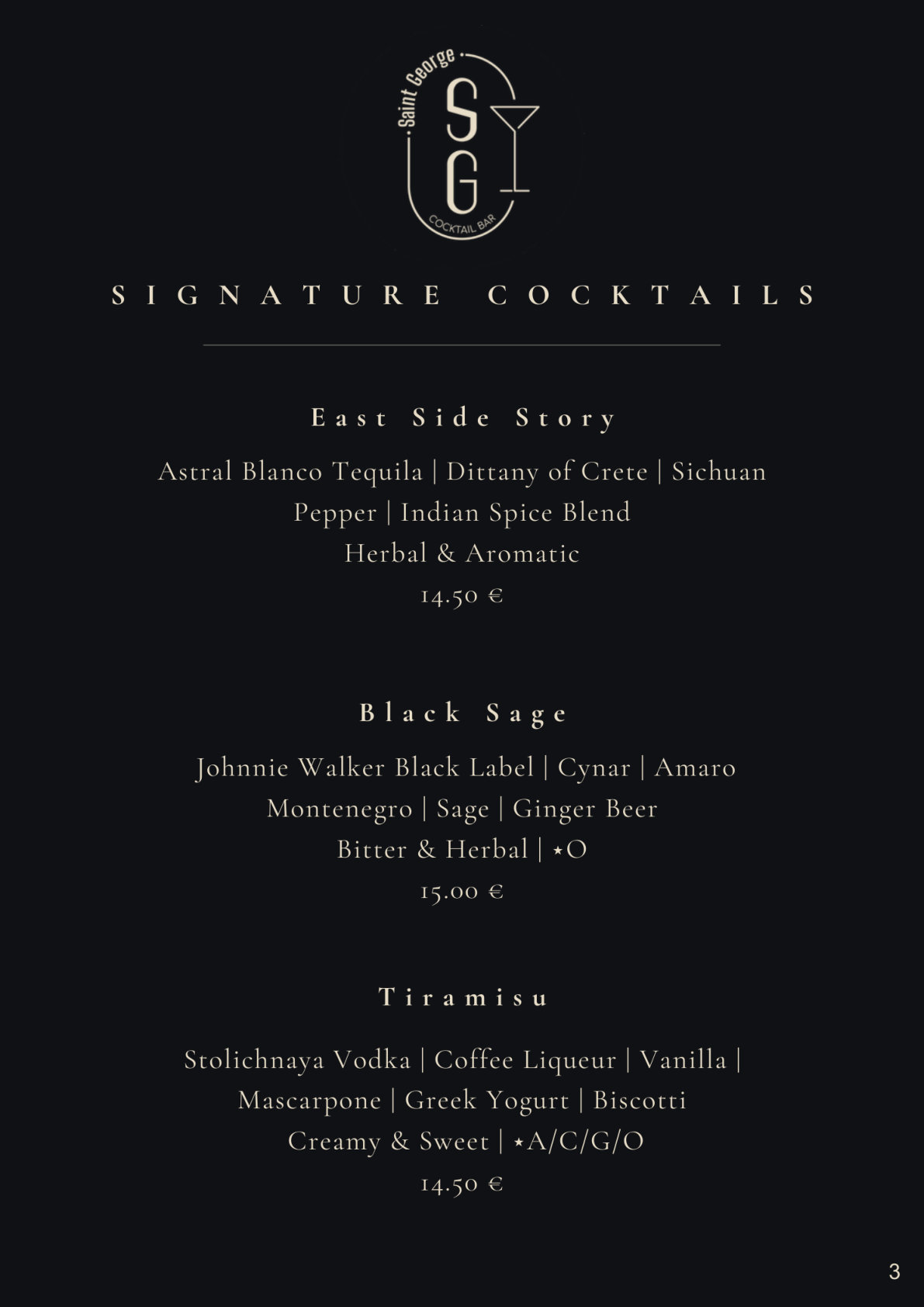 Saint George menu, page 4