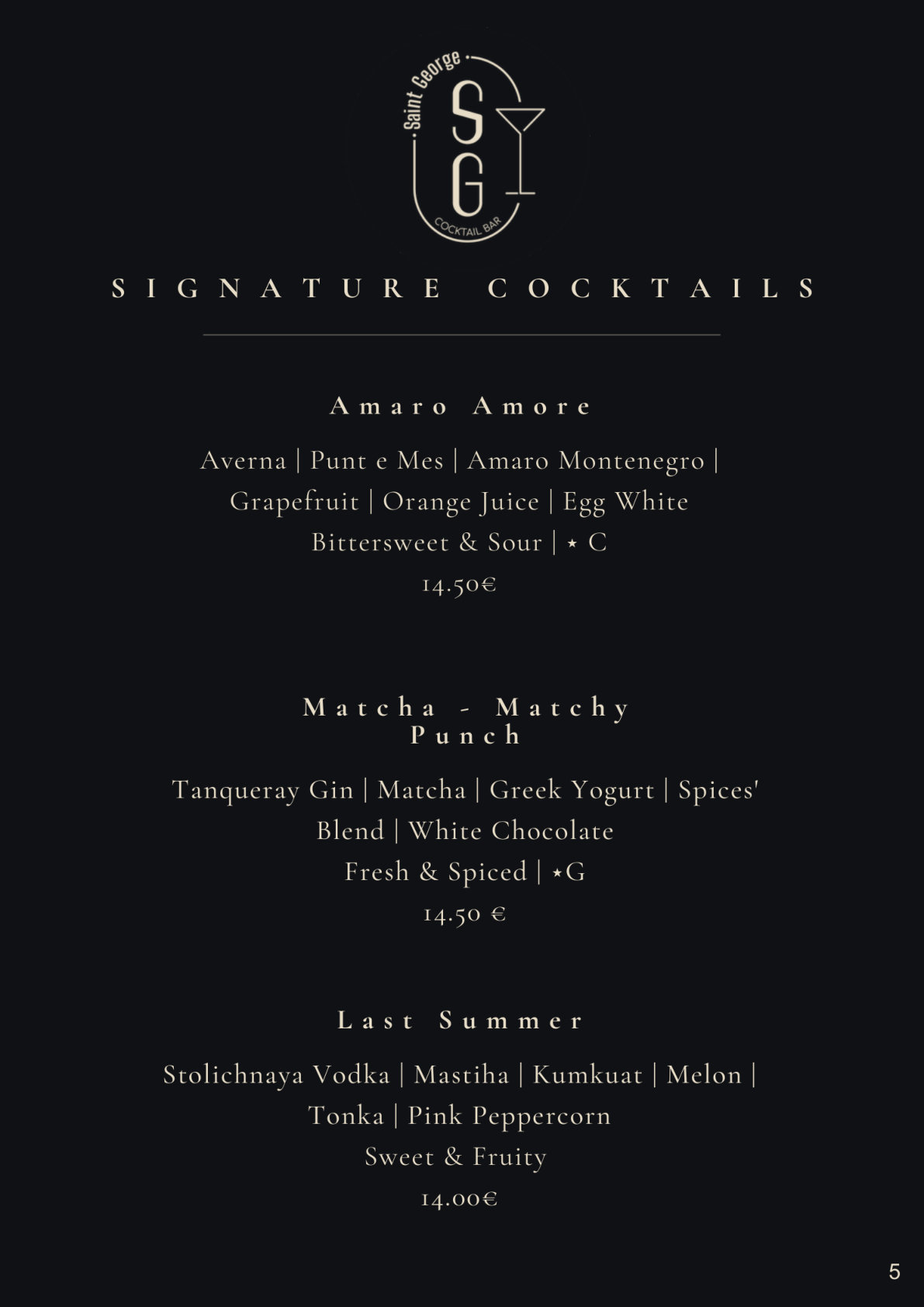 Saint George menu, page 6